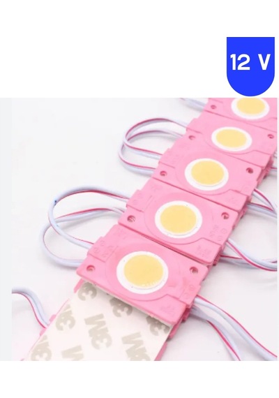 20 Adet 12 Volt 2.4 Watt Kare Pembe Cob Led Modül Ip65