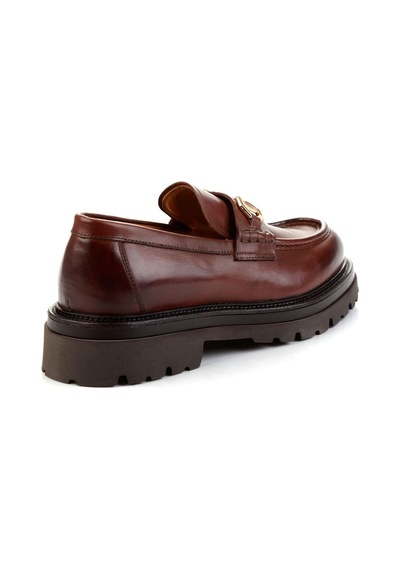 Bambi Kahve Hakiki Deri Erkek Loafer Ayakkabı E01901149441 Kahve
