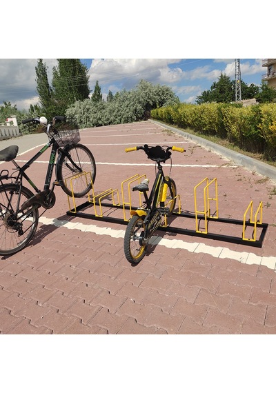 Bisiklet Park Demiri Bisiklet Park Yeri Metal Park Alanı 6 Lı Sarı - Siyah