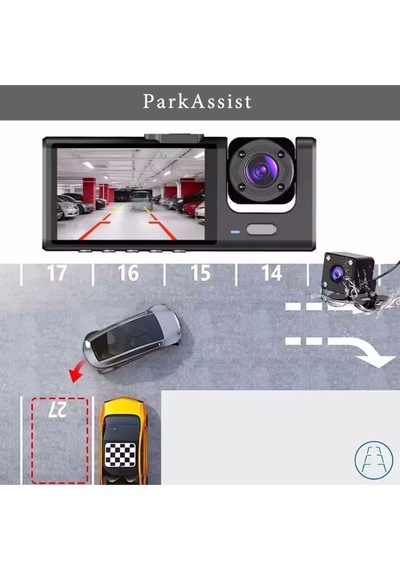 64gb Araç İçi Kamera 3 Kameralı Yol + Araç İçi+ Arka Fhd Video Kayıt Mikrofonlu Türkçe Cc-33