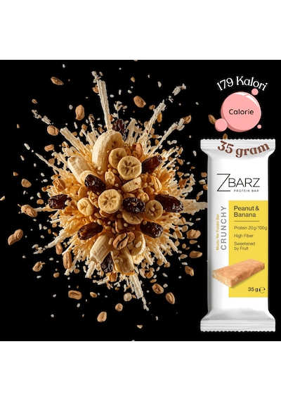 Zbarz Crunchy Muzlu Yer Fıstıklı Proteinli Bar 12 x 35 G