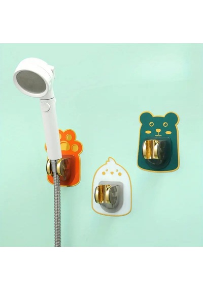 Hayvan Figürlü Yapışkanlı Duş Başlığı Tutucu Hareketli Banyo Duş Askısı 11 cm