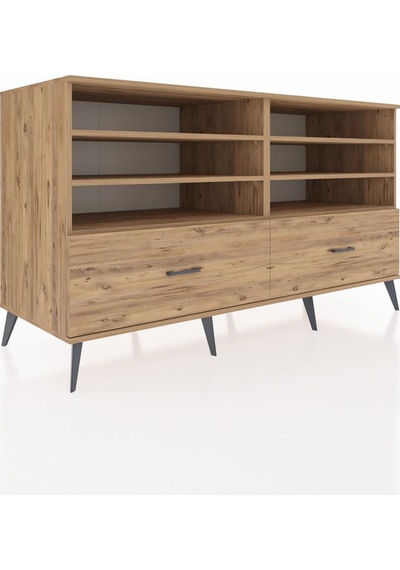 Kronos Konsol 6 Raflı 2 Çekmeceli 176x59x99 Çam-çam Çam-çam