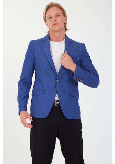 Sposo 5110 Dar Kalıp Yarım Astarlı İndigo Erkek Blazer Ceket İndigo
