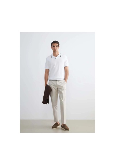 LC Waikiki Southblue Ekru Polo Yaka Kısa Kollu Erkek Triko Kazak Ecru