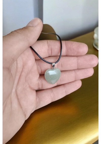 Aventurin Doğal Taş Kolye Yeşil Kolye Orijinal Değerli Taş Kolye Kalp Kesim Kolye Aventurin Kolye Aventurin Kolye