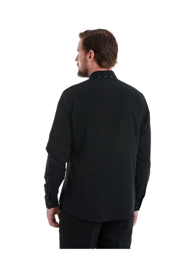 Hatemoğlu Siyah Slim Fit Desenli Slim Yaka Pamuklu Uzun Kollu Gömlek 24d190000020 991 Siyah