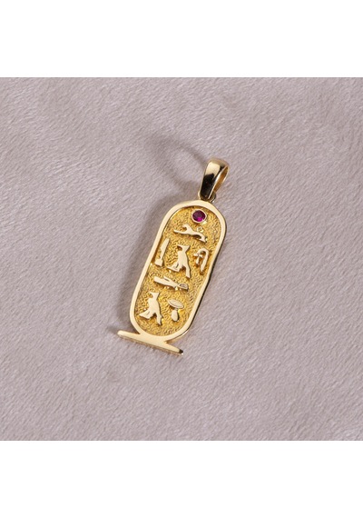 Goldkupe 14 Ayar Altın Antik Mısır Hiyeroglif Kartuş Kolye Ucu 5,93 Gr-6569 Altın