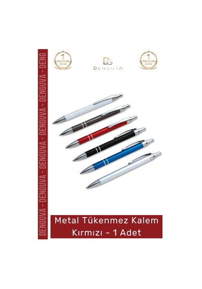 Kalem Kurumsal Hediye Şık Dayanıklı Ergonomik Ofis Prestijli Lüks Metal Tükenmez Kalem Kırmızı