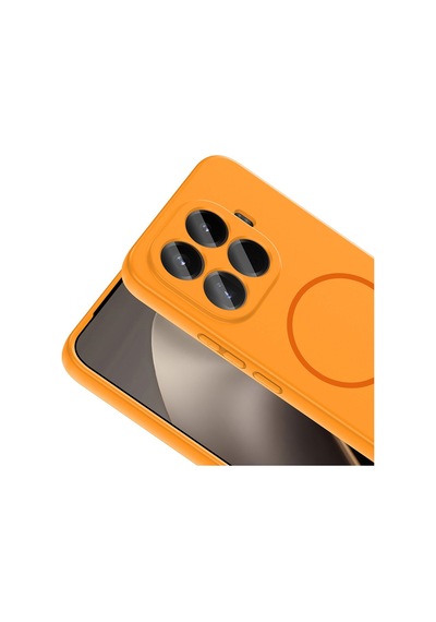 Vendas Xiaomi 15t Pro Kılıf M-safe Şarj Özellikli Zore Meta Kapak + Hayalet Ekran Koruyucu Turuncu