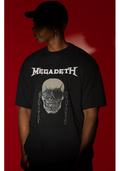 Megadeth Rock Metal Müzik Grubu Ön Baskılı Unisex Oversize Tişört Siyah