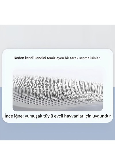 Turuncu Basmalı Kedi Ve Köpek Tarağı Otomatik Temizlenen Pet Fırçası Paslanmaz Çelik İğneli Ergono