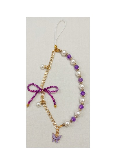 Mor Fiyonk Detaylı Telefon Bilek Askısı