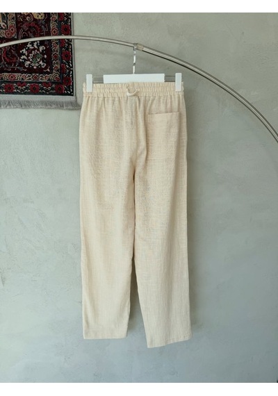 Hazego Erkek İthal Yıkamalı Keten Pantolon Bej