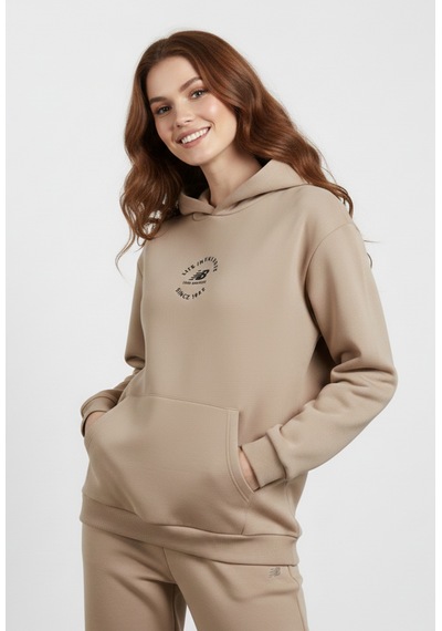 New Balance Bej Kadın Hoodie Kapşonlu Sweatshirt Unc3347-trd