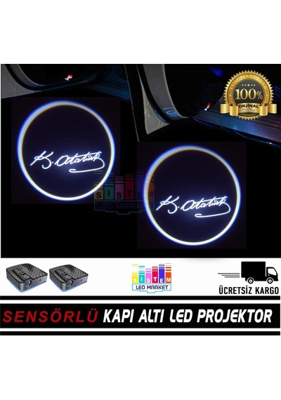 Atatürk Imza Pilli Yapıştırmalı Kapı Altı Led Logo (488661045)