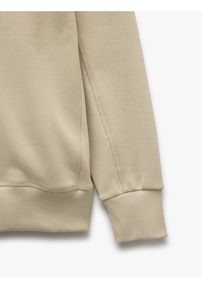 Koton Bisiklet Yaka Dikiş Detaylı Şardonlu Pamuk Karışımlı Basic Sweatshirt Ekru 5sam70045mk Ekru