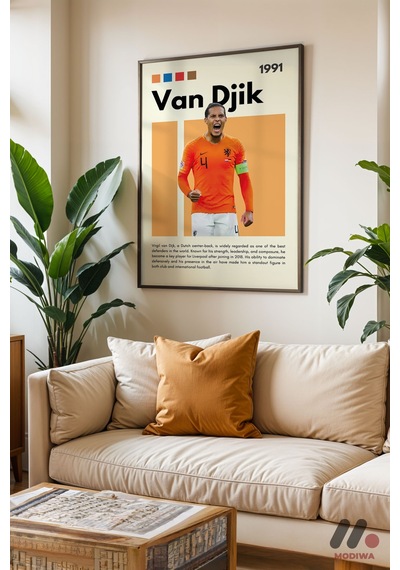 Van Dijk Futbol Posteri, Siyah Çerçeveli Duvar Tablosu - Spor Severlere Hediye
