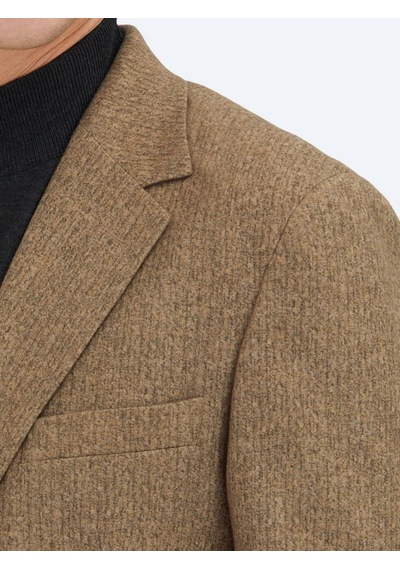 Kip Kahverengi Baskılı Modern Fit Örme Ceket Kahverengi