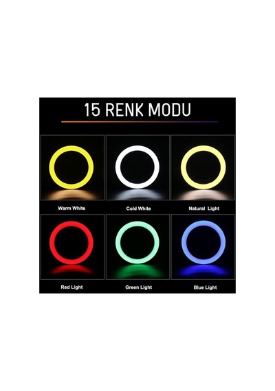 10 İnç Rgb Ring Light Selfie Işığı Tripod Telefon Tutucu Tiktok Youtube Canlı Yayın Makyaj Lambası