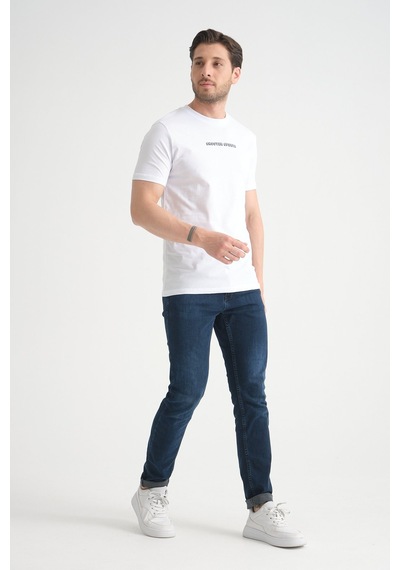 Shooter Sportwear Shooter Erkek Bisiklet Yaka Tişört Premium Pamuklu Yüksek Kalite Regular Fit Beyaz