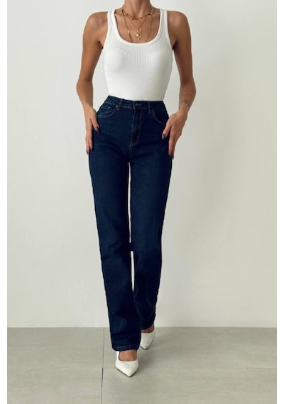 Lacarino 7817 Lady Xl Kadın Jean Pantolon Dark Blue