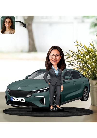 Bk Gift Kişiye Özel Kadın Urla Renk Togg Karikatür Biblo -1, Arkadaşa Hediye, Araba Hediyesi Kobitmeyencom35871 Bk Gift