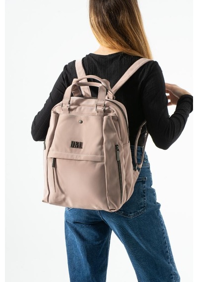 Baginn Nubuk-süet Dokulu Kadın Sırt Çantası Vegan Deri 35 29 Cm İster Elde İster Sırtta Fonksiyonel 19a Pudra