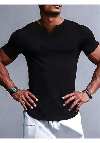 Zennamoda Erkek Kısa Kollu V Yaka Süprem T-shirt Siyah