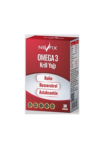 Nevfix Krill Oil Omega3 Kolin Resveratrol Astaksantin 2x30 Softgel