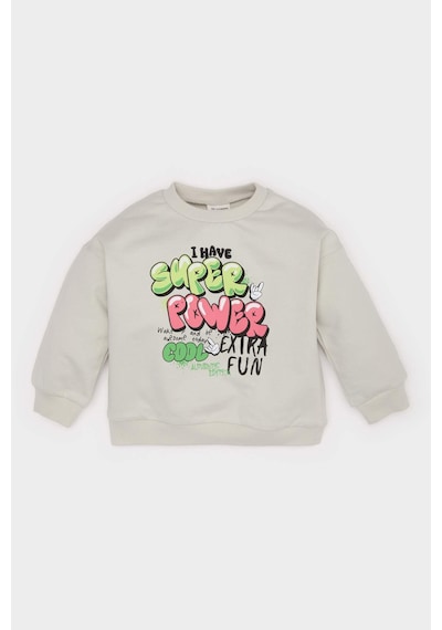 DeFacto Erkek Bebek Bisiklet Yaka Baskılı Sweatshirt E5936A525SPGR107 Gri