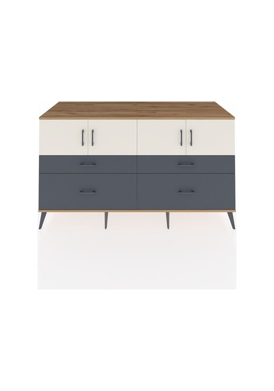 Kronos Konsol 2 Raflı 4 Çekmeceli 4 Kapaklı 176x59x99 Çam-aytaşı/ Çam-aytaşı/antrasit