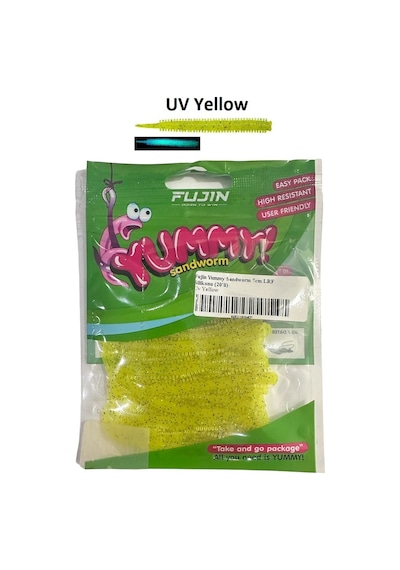 Fujin Yummy Sandworm 7cm Lrf Silikonu 20'li Uv Yellow