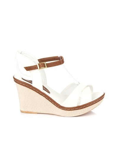 Fox Shoes Beyaz Kadın Dolgu Topuklu Ayakkabı 9674040209