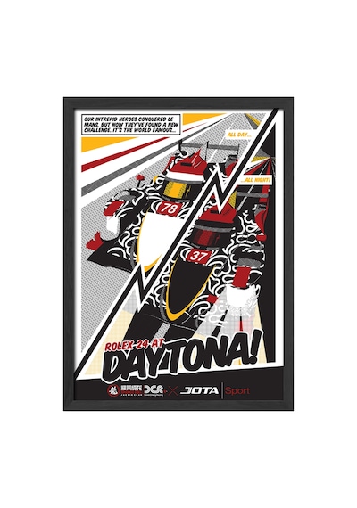 Formula 1 Daytona Siyah Ahşap Çerçeveli Poster, Spor Araba Yarış Duvar Tablosu