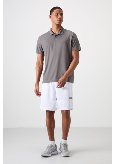 Tommy Life Koyu Gri Logo Baskılı Standart Kalıp Polo Yaka Aktif Spor Erkek T-shirt - 88252 Koyu Gri
