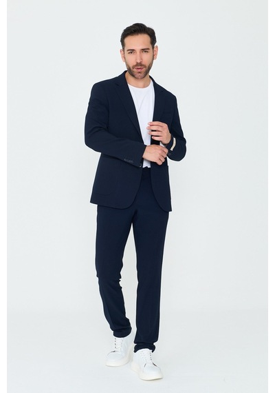 Lacivert Mono Yaka 6 Drop Regular Fit Jogger Takım Elbise Laci