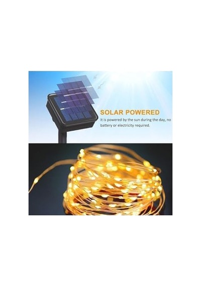 Tr Menfry 20 Mt Güneş Enerjili Solar Peri Led Işık Dekoratif Bahçe Büyük Panel Aydınlatma Dış Mekan 200 Led