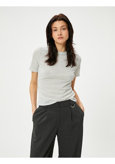 Koton Ajurlu Tişört Kısa Kollu Bisiklet Yaka Slim Fit Gümüş 4sak60016uk Gümüş Koton Ajurlu Tişört Kısa Kollu Bisiklet Yaka Slim Fit Gümüş 4sak60016uk Gümüş