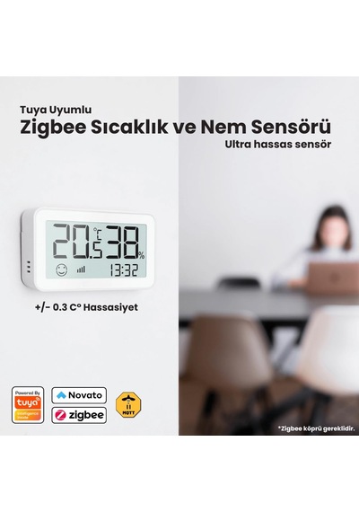 Tuya Zigbee Lcd Ekranlı Sıcaklık Ve Nem Sensörü Tuya, Smart Life, Home Assistant, Zigbee2mqtt Standart