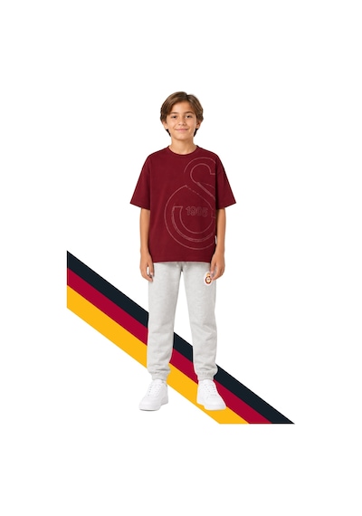 Galatasaray Çocuk Logo Baskılı Bordo Tişört Ve Gri Eşofman Altı, Eşofman Takımı