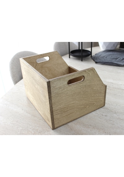 Ahşap Lp Plak Sandığı - Organizer Kutu - Wooden Lp Record Box Ceviz