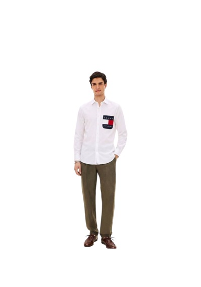 Tommy Hilfiger Erkek Yazlık Spor Gömlek Beyaz
