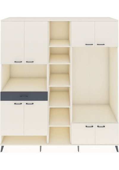 Kronos Dolap 12 Raflı Tek Çekmeceli 8 Kapaklı 220x59x243 Aytaşı-aytaşı/antrasit Aytası/antrasıt