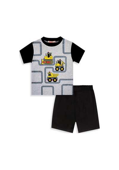 Denokids İnşaat Araçları Erkek Çocuk T-shirt Şort Takım Çok Renkli