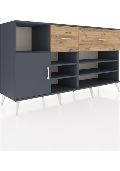 Hyperion Konsol 6 Raflı 2 Çekmeceli Tek Kapaklı 176x44x99 Antras Antrasit-antrasit/çam Hyperion Konsol 6 Raflı 2 Çekmeceli Tek Kapaklı 176x44x99 Antras Antrasit-antrasit/çam