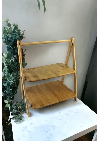 2 Katlı Bambu Stant, Baharat Stantı, Çok Amaçlı Mutfak Rafı