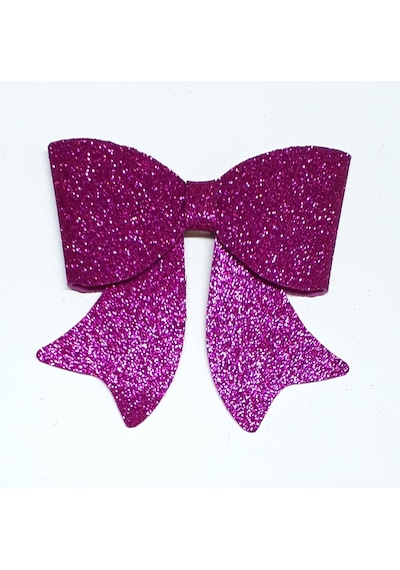 Fuşya Renk Simli Eva Küçük Fiyonk 12 Cm