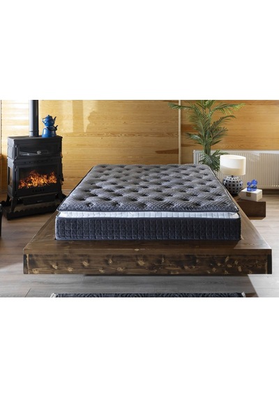 Mu&bah Gri Ultra Ortopedik Hilal Pedli Paket Yaylı Tavşan Tüyü Kumaş Yatak 120x200