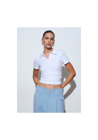 Dilvin 32614 Polo Yaka Top Beyaz